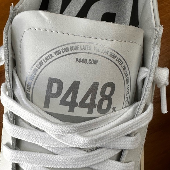 P448 Jack Platform SZ 37EU Pink & White‎ Leather Sneakers NWB - Picture 9 of 11